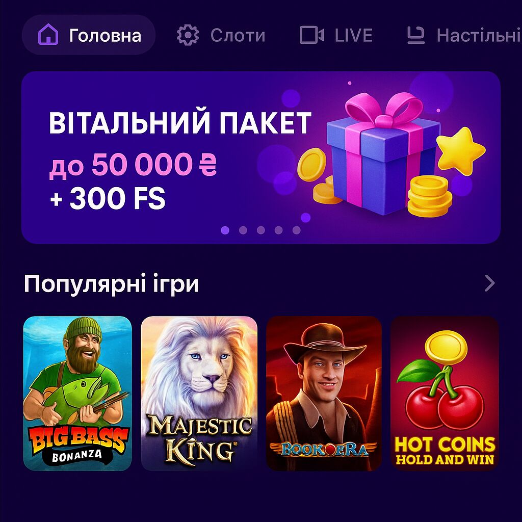 Інтерфейс головного екрану додатка Космолот